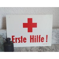 Hinweisschild Erste Hilfe - Schild Aus Den 80Er Jahren Kunststoff Industrial Style Din A4 von Gernewieder