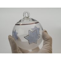 Klare Weihnachtskugel - Christbaumschmuck 1990Er Kugel Aus Glas 9 cm 3.5 " Weihnachtsdekoration Glaskugel Mit Sternen Sammlerkugel von Gernewieder