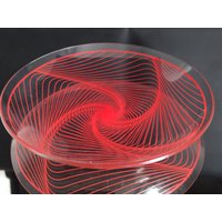 Kleiner Vintage Glasteller/Dessertteller Dekor in Rot Sammelteller Teller Aus Glas Ddr Geschirr von Gernewieder