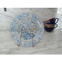 Kleiner Vintage Glasteller/Dessertteller Mit Zwiebelmuster Sammelteller Teller Aus Glas von Gernewieder