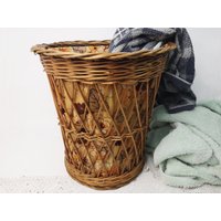 Kleiner Wäschekorb/Vintage Blumenmuster Korb Rattan-Wäschekorb Klein Innenstoff Retro Wäschepuff Bohemian Style Boho /36cm von Gernewieder