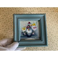 Kleines Bild Im Rahmen - Shabby Chic Vintage Blumenbild Wandschmuck Winziges Gemälde Blumen Wall Art von Gernewieder