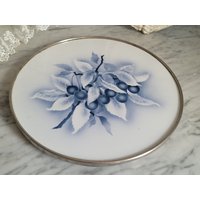 Vintage Tortenplatte Mit Spritzdekor/1920Er Jahre Tortenteller Metallrand von Gernewieder
