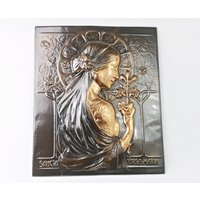 Religiöses Relief Bild/Sancta Virgo-Maria Madonna Maria Metall Kupferschlag Handmade 24, 5cm X 29cm Prägemalerei von Gernewieder