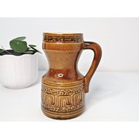 Schlichte Vase, Krug in Braun, Mid Century - 60Er Keramik Veb Gräfenroda 222-15 von Gernewieder