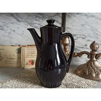 Uralte Kleine Kanne/Kaffeekanne Teekanne in Schwarz Keramik Mokka Antike Mokkakanne von Gernewieder