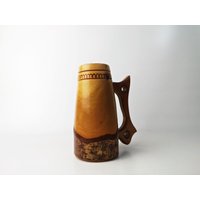 Vintage Bierkrug Aus Holz/Wurzelholz - Handbemalt Handarbeit von Gernewieder