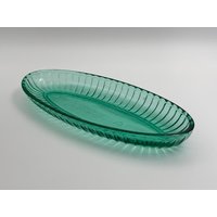 Vintage Glasschale in Grün/Ovale, Grüne Schmuckschale Aus Pressglas Неман - Neman Hemah Glas Weißrussland von Gernewieder