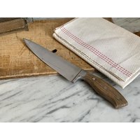 Vintage Küchenmesser/Gebrauchtes, Altes Fleischmesser Hackmesser Mit Rustikalem Holzgriff von Gernewieder