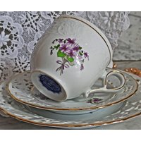 Vintage Sammeltasse Mit Veilchen/Sammelgedeck Durchbruch Porzellan Trio Teetasse Alt Mitterteich - Bavaria von Gernewieder