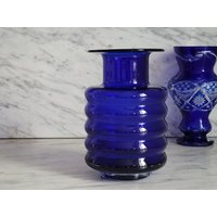 Vintage Sammlervase/Veb Harzkristall Derenburg Cobalt Blau Made in Gdr von Gernewieder