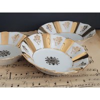 Vintage Schmuckschälchen/3 Tellerchen Mit Goldverzierung Anbietschälchen Lc Porcelain Czechoslovakia Ringschale Seifenschalen von Gernewieder