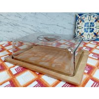 Vintage Servierbrett Mit Deckel/Holzbrett Zum Servieren Wurstbrett Käseplatte von Gernewieder