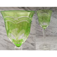 Vintage Weinglas Aus Kristall/Sammlerglas Solitaire Grünes Überfangglas Kristallglas von Gernewieder