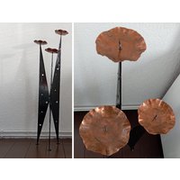 xl Kerzenständer Für 3 Kerzen/Großer Kerzenhalter Mid Century Geschmiedet Handemade Schmiedeeisen Brutalist von Gernewieder