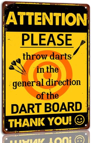 Geroclonup Achtung! Bitte werfen Sie Darts In The General Direction Of The Dart Board Thank You Blechschild Man Cave Bar Wanddekoration Metallschilder, Größe: 20 x 30 cm von Geroclonup