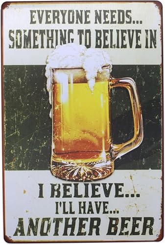Geroclonup Blechschild "Everyone Needs Something To Believe In I Believe I'll Have Another Beer", Retro-Blechschild, lustiges Spruch-Poster, antikes Plakette, Küche, Bar, Pub, Zuhause, Wanddekoration, Geroclonup Blechschild "Everyone Needs Something To Believe In I Believe I'll Have Another Beer", Retro-Blechschild, lustiges Spruch-Poster, antikes Plakette, Küche, Bar, Pub, Zuhause, Wanddekoration, von Geroclonup