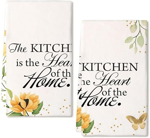 Geroclonup Geschirrtücher mit Zitaten "This Kitchen Is The Heart Of The Home", 40 x 60 cm, 2 Stück von Geroclonup