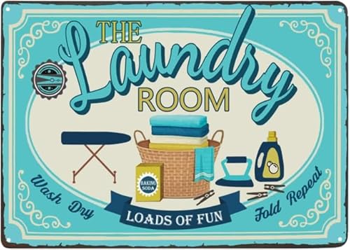 Geroclonup Lustiges Metall-Blechschild mit Aufschrift "Laundry Room Rules", Vintage-Stil, Wanddekoration für Badezimmer, Zuhause, Waschraum, 30 x 40 cm von Geroclonup