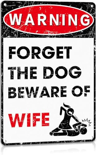 Geroclonup Lustiges Metallschild mit Aufschrift "Man Cave", für Bar, Kneipe, Büro, Garage, Wanddekoration – Forget The Dog Beware of Wife, 30 x 40 cm von Geroclonup