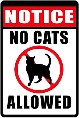 Geroclonup Metall-Blechschild mit Aufschrift "Notice No Cats Allowed", rustikal, Retro, Shabby-Chic, Garage, Vintage, Garten, Haus, Wanddekoration – 30 x 40 cm von Geroclonup