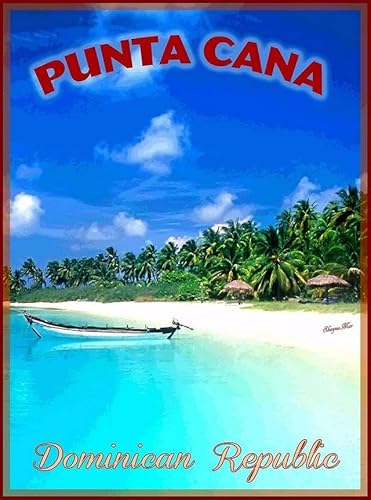 Geroclonup Metallschild Wandschild 20 x 30 cm Punta Cana Dominikanische Republik Karibik Strand Reise Werbung Kunst Retro Metall Poster Schilder Dekor Haus Haus Blechschilder von Geroclonup
