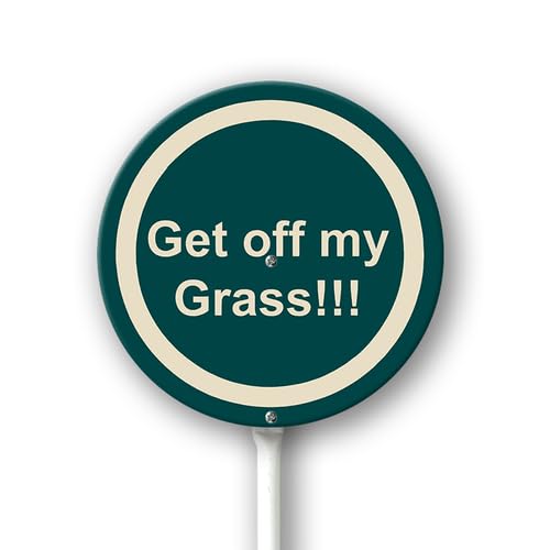 Geroclonup Metallschild mit Aufschrift "Get Off My Grass Lawn Round Yard Metal Sign Aluminum Stakes" Sign Waterproof Road Decoration For Outdoor Use von Geroclonup