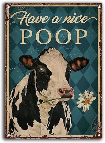 Geroclonup Retro Metall Kuh Schild Kunst Badezimmer Wanddekoration Have A Nice Poop Schild Retro Poster Cafe Wohnzimmer Küche Zuhause Geschenk Plakette Dekoration 20 x 30 cm von Geroclonup