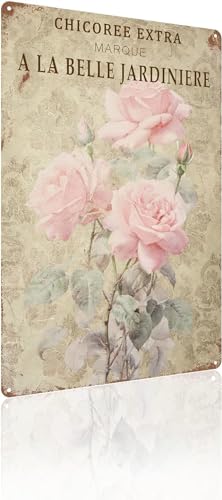 Geroclonup Schild Retro-Blechschild Blume Blechschild Vintage Rose Metall Poster Retro Kunst Malerei für Haus Hof Bauernhof Garten Wanddekoration Home Office Dekorationen 30 x 40 cm von Geroclonup