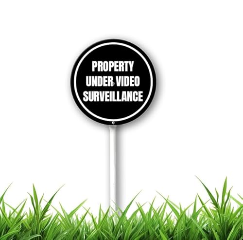 Schild "Property Under Video Surveillance" mit Pfahl für Hof, Hofschild für Haus/Garten/Rasen, Aluminium, Hofschilder mit Heringen, 23,4 x 23,4 cm Schild "Property Under Video Surveillance" mit Pfahl für Hof, Hofschild für Haus/Garten/Rasen, Aluminium, Hofschilder mit Heringen, 23,4 x 23,4 cm von Geroclonup
