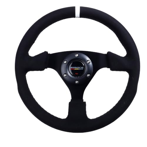 GeRRiT Lenkrad 13 Zoll 330 mm Lenkrad flaches Wildleder Auto Drift SIM Racing Lenkradsteuerung 70 mm Steering Wheel von Gerrit