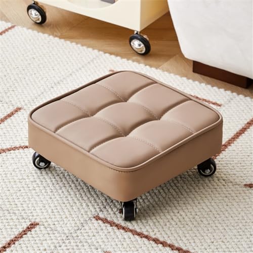 GeRRiT Niedriger Rollhocker, 360° Drehbarer Fußpflegehocker Für Zuhause, Kurzer Rollsitzstuhl, Kleiner Rollhocker Mit Rädern, Kleine Niedrige Hocker Aus Leder Auf Rädern (Color : B) von GeRRiT