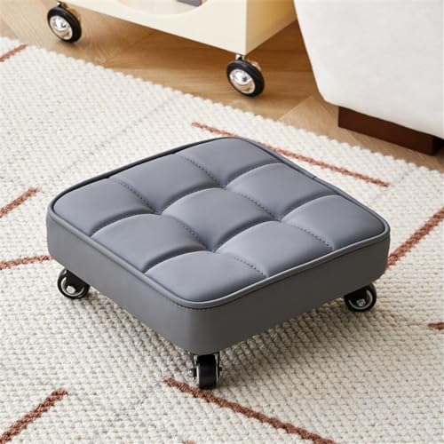 Niedriger Rollhocker, 360° Drehbarer Fußpflegehocker Für Zuhause, Kurzer Rollsitzstuhl, Kleiner Rollhocker Mit Rädern, Kleine Niedrige Hocker Aus Leder Auf Rädern (Color : C) von GeRRiT