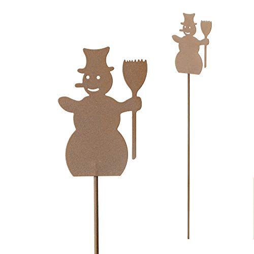 Gerry Schneemann Weihnachten Rost Deko Stecker Gartendeko Stab Edelrost Beetstecker 40cm von Gerry