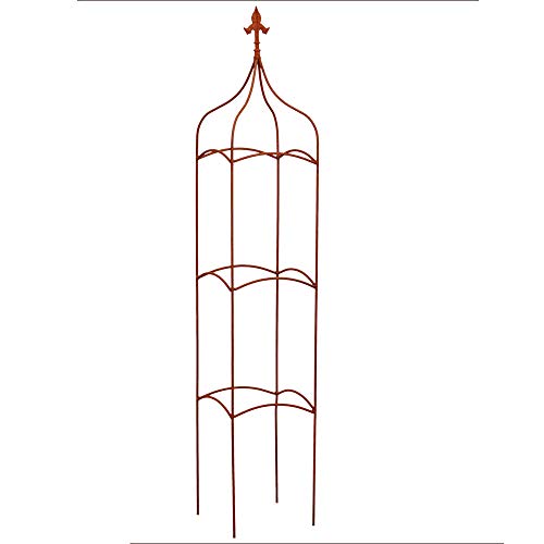 Rankgitter Rankhilfe Obelisk quadratisch m. Lilie Rankgerüst Metall Eisen Rost Deko (146cm hoch) von Gerry