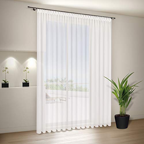 Gerster Fertig-Store Melissa mit Smokband und Bleibandabschluss, transparent, Farbe weiß HxB 245x300 cm von Gerster Collection
