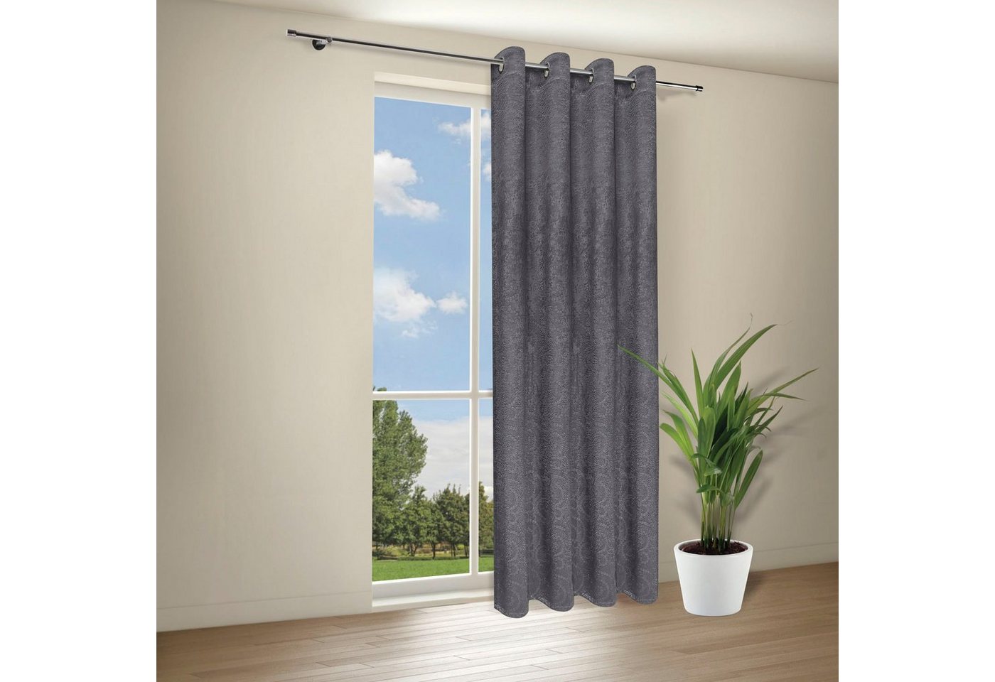 Gerster Gardine Caron (1 St), Ösen, blickdicht, Wirkware, Deko Ösenschal "Caron" mit Prägung von Gerster