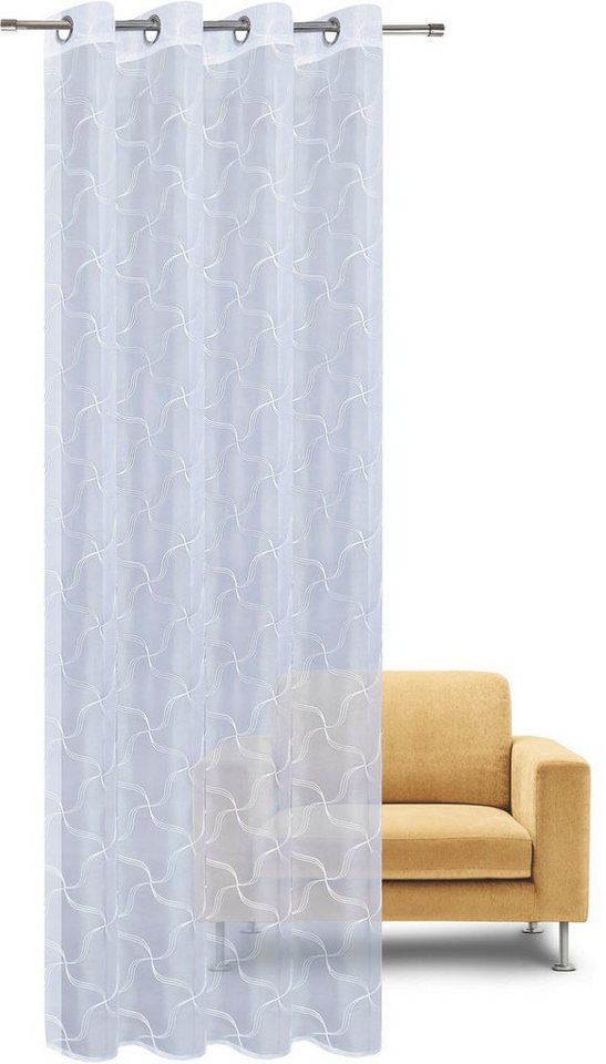 Gerster Gardine Talea, Ösen (1 St), transparent, Voile, Ösenschal bestickt mit Wellengitter von Gerster