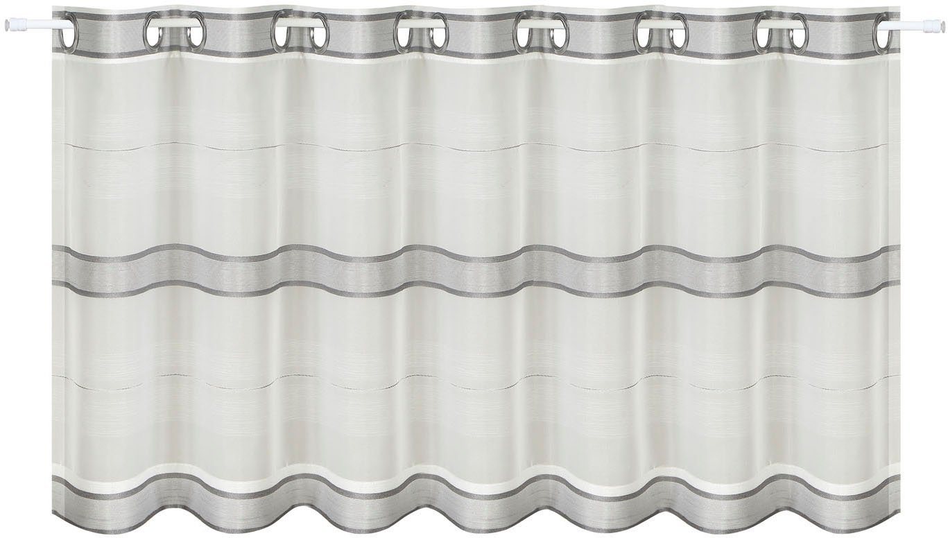 Gerster Scheibengardine Ubbe, Ösen (1 St), halbtransparent, HxB: 50x140, mit modernem Streifen Design von Gerster