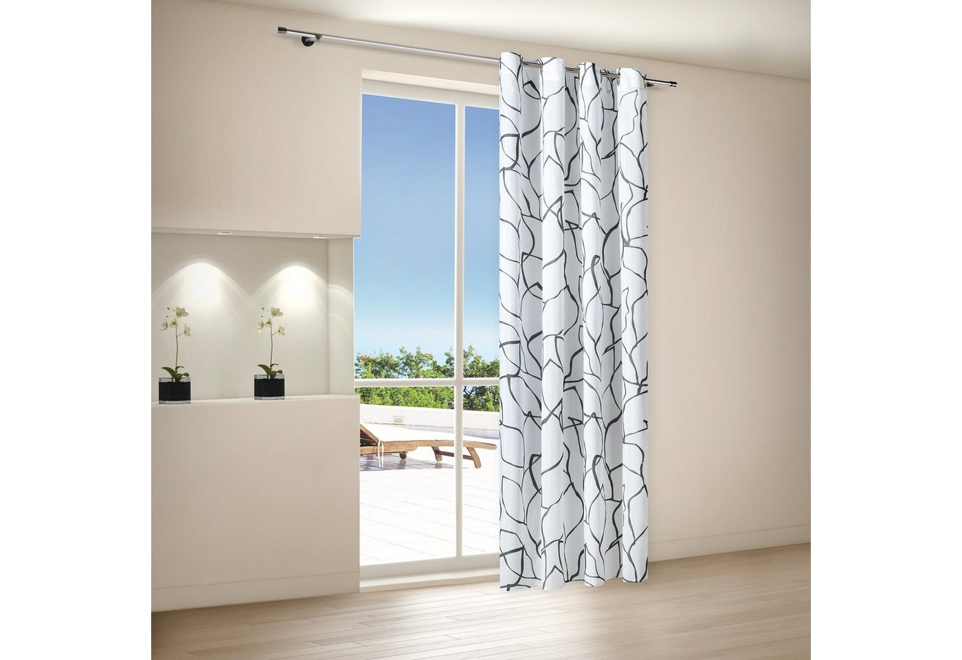 Gerster Vorhang LOGAN Ösenschal bedruckt, Blätter halbtransparent, bedruckt, Blätter von Gerster