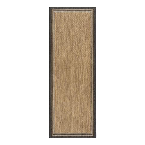Gertmenian 22013 Outdoor Teppich Freedom Collection Bordüre Smart Care Deck Terrassenteppich 2x6 Läufer, Bordüre schwarz von Gertmenian
