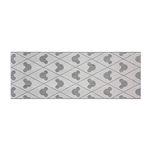 Gertmenian 31309 Disney Outdoor Teppich Terrasse Mickey Mouse Außenteppich, 2 x 6 Läufer, Diamond Tile Beige Grau von Gertmenian