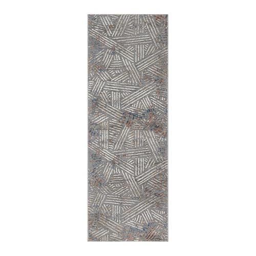 Gertmenian Arlo 29089 Plüsch-Läufer für den Innenbereich, 5 x 15 cm, schmutzabweisend, ideal für stark frequentierte Bereiche im Wohnzimmer, Schlafzimmer, Eingangsbereich, Takara-Grau von Gertmenian
