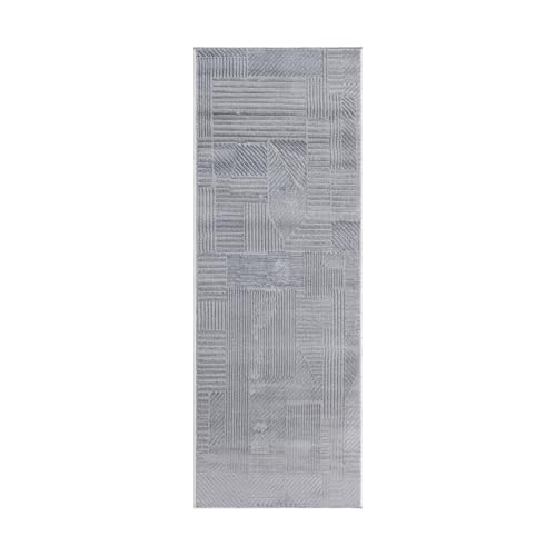 Gertmenian Arlo 29094 Plüsch-Läufer für den Innenbereich, 5 x 15 cm, schmutzabweisend, ideal für stark frequentierte Bereiche im Wohnzimmer, Schlafzimmer, Eingangsbereich, Grau von Gertmenian