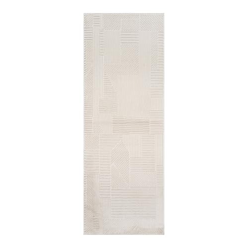Gertmenian Arlo 29104 Plüsch-Läufer für den Innenbereich, 5 x 15 cm, schmutzabweisend, ideal für stark frequentierte Bereiche im Wohnzimmer, Schlafzimmer, Eingangsbereich, Cremefarben von Gertmenian