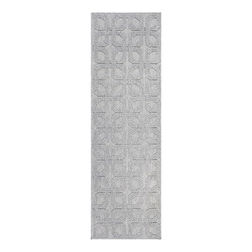 Gertmenian Boho-Teppich für den Innenbereich, 5 x 20 cm, strapazierfähig, fusselfrei, ideal für stark frequentierte Bereiche im Foyer, Wohnzimmer, Küche, Eingangsbereich und Schlafzimmer, Haley, Grau von Gertmenian