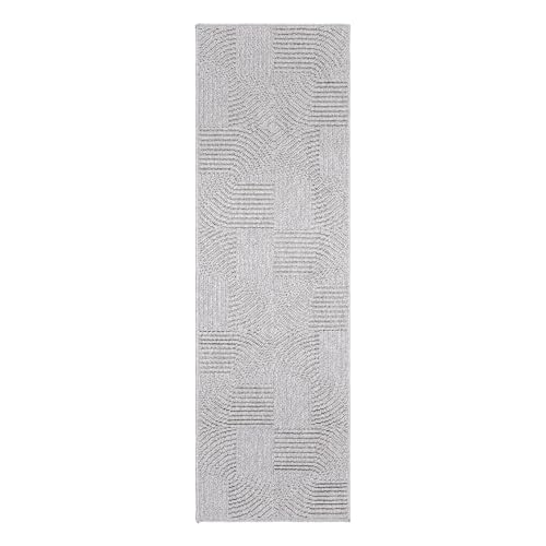 Gertmenian Boho-Teppich für den Innenbereich, 5 x 20 cm, strapazierfähig, fusselfrei, ideal für stark frequentierte Bereiche im Foyer, Wohnzimmer, Küche, Eingangsbereich und Schlafzimmer, Karina, Grau von Gertmenian