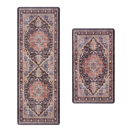 Gertmenian Boho-Teppich für den Innenbereich, rutschfest, super stark, ideal für stark frequentierte Bereiche im Schlafzimmer, Wohnzimmer, Küche, 2 Stück, 43 x 76 cm + 43 x 47 cm, Schwarz, 27864 Gertmenian Boho-Teppich für den Innenbereich, rutschfest, super stark, ideal für stark frequentierte Bereiche im Schlafzimmer, Wohnzimmer, Küche, 2 Stück, 43 x 76 cm + 43 x 47 cm, Schwarz, 27864 von Gertmenian