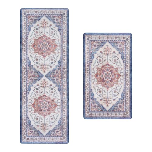 Gertmenian Boho-Teppich für den Innenbereich, rutschfest, super stark, ideal für stark frequentierte Bereiche im Schlafzimmer, Wohnzimmer, Küche, 2 Stück, 43 x 76 cm + 43 x 47 cm, Soha, Blau, 27865 Gertmenian Boho-Teppich für den Innenbereich, rutschfest, super stark, ideal für stark frequentierte Bereiche im Schlafzimmer, Wohnzimmer, Küche, 2 Stück, 43 x 76 cm + 43 x 47 cm, Soha, Blau, 27865 von Gertmenian