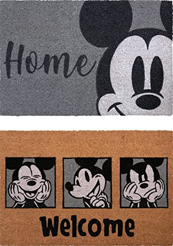 Gertmenian Mickey Mouse 47318 Fußmatte aus Kokosfaser für den Eingangsbereich, Retro, Willkommensmatte, Disney-Heimdekoration, je 50,8 x 86,4 cm, orange-grau, Welcome Home, 2 Stück von Gertmenian